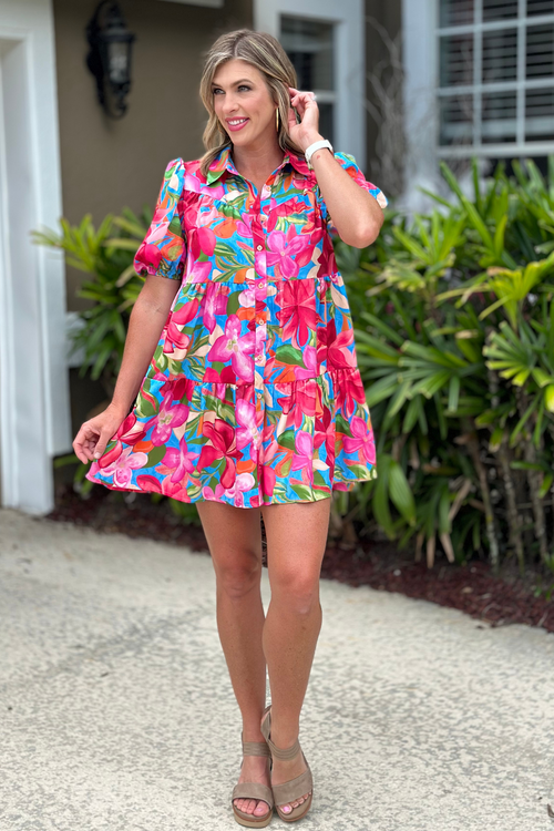 Well Played Floral Button Down Dress