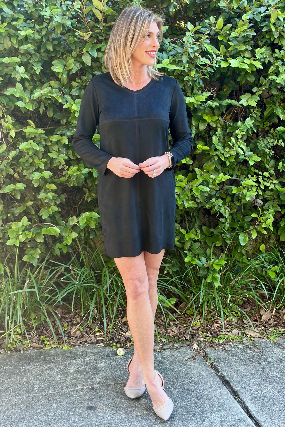 Aurora Black Faux Suede Dress