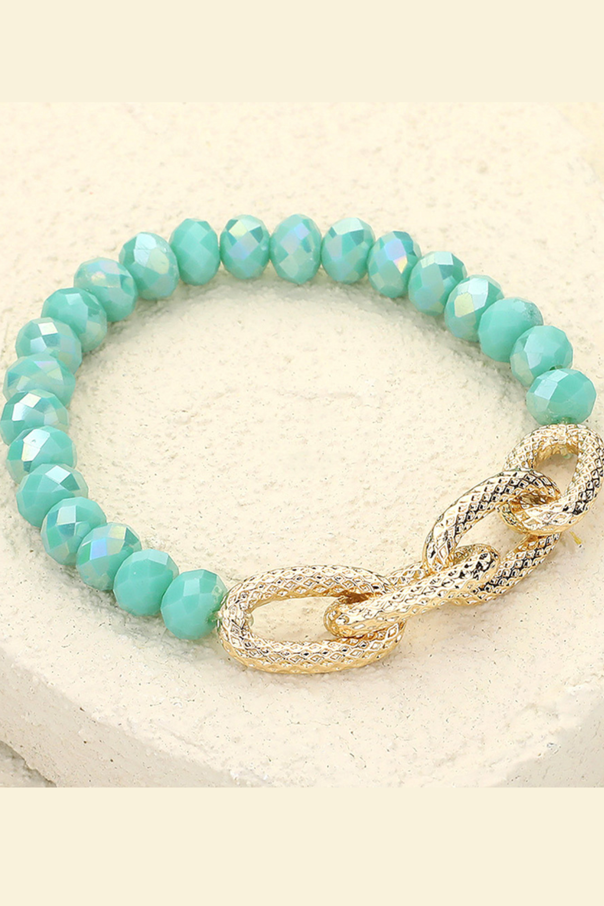 Turquoise Chain Linked Textured Bracelet