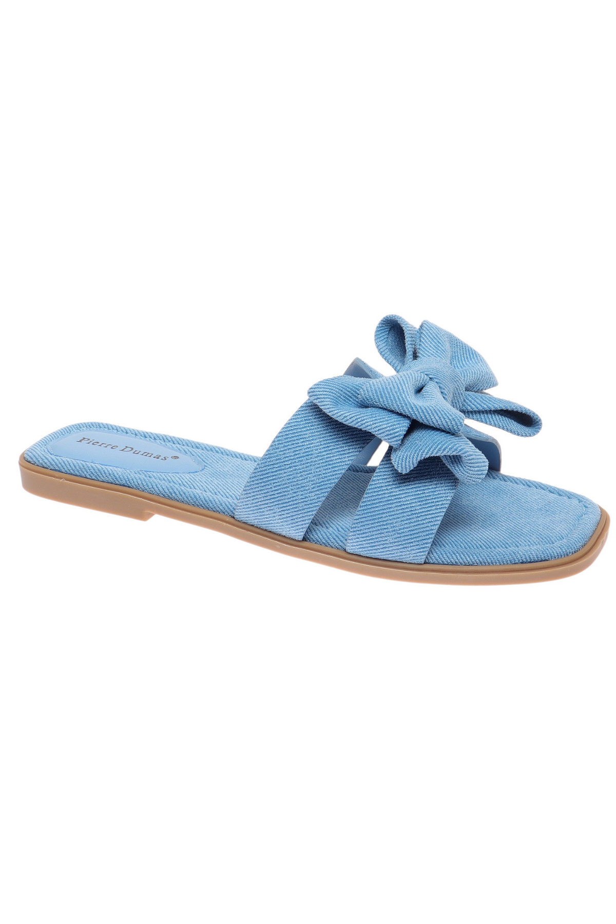 Fancy Folds Bow Blue Denim Sandals