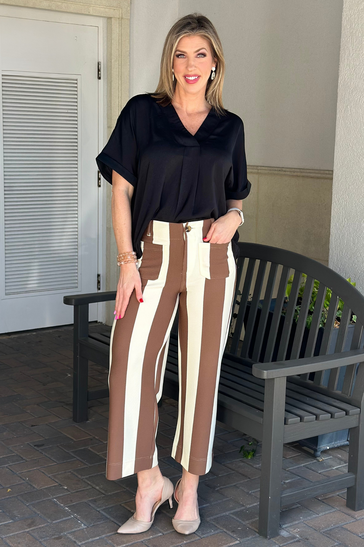 Be Bold Striped Brown Cropped Pant