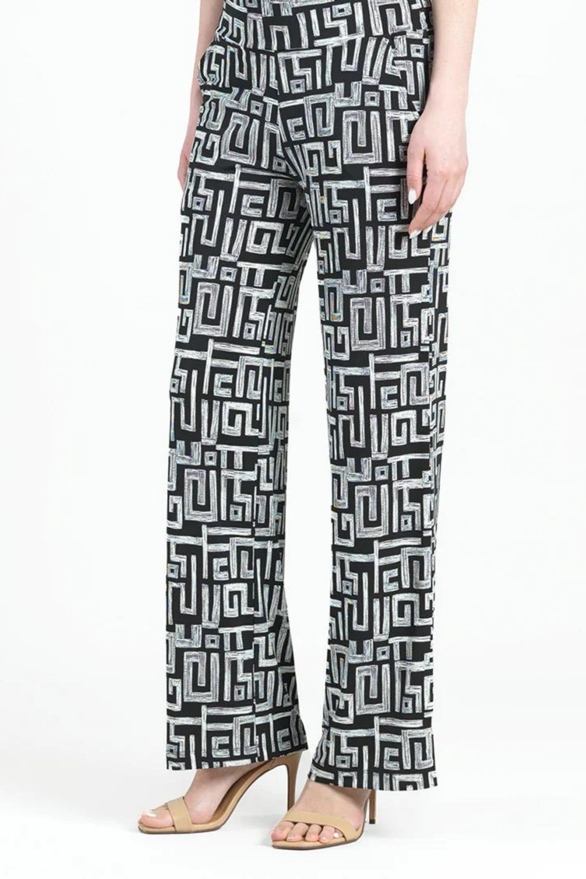 Clara Sunwoo Greek Key Textured Wide Leg Pocket Pant