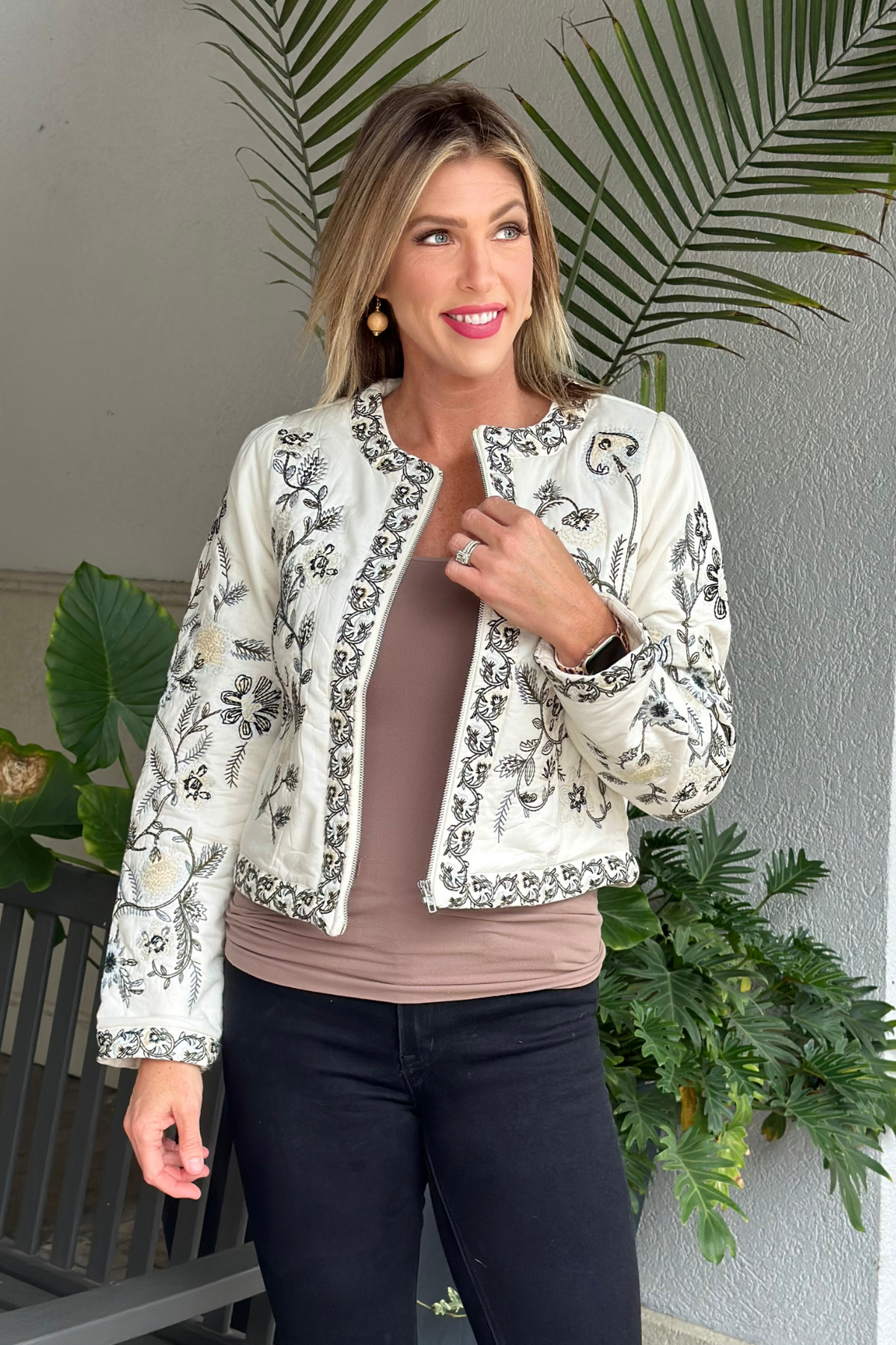 Arianne Embroidered Zip Jacket