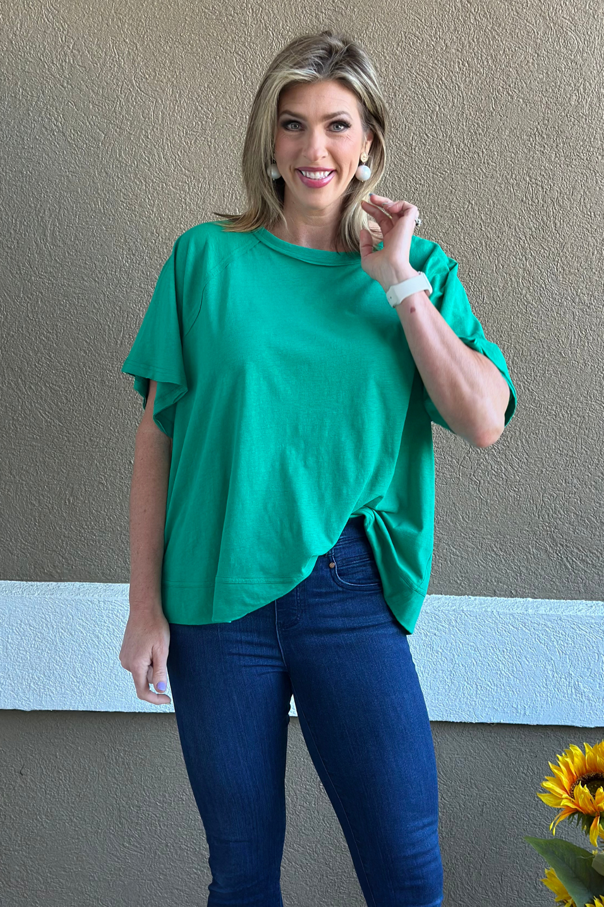 Freestyle Slub Oversized Tee in Kelly Green