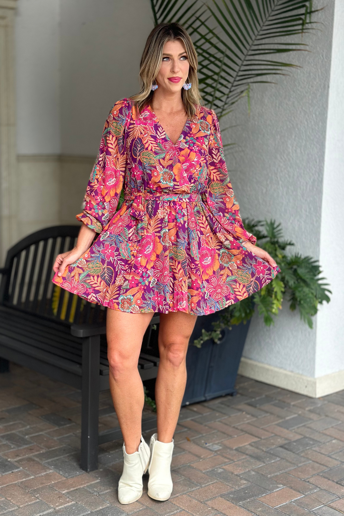 Picking Daisies Plum Long Sleeve Dress