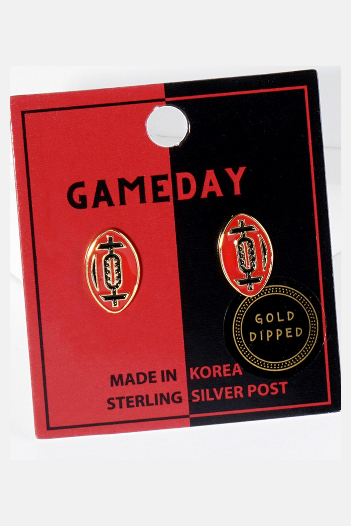 GameDay Dipped Football Stud Earrings-Red