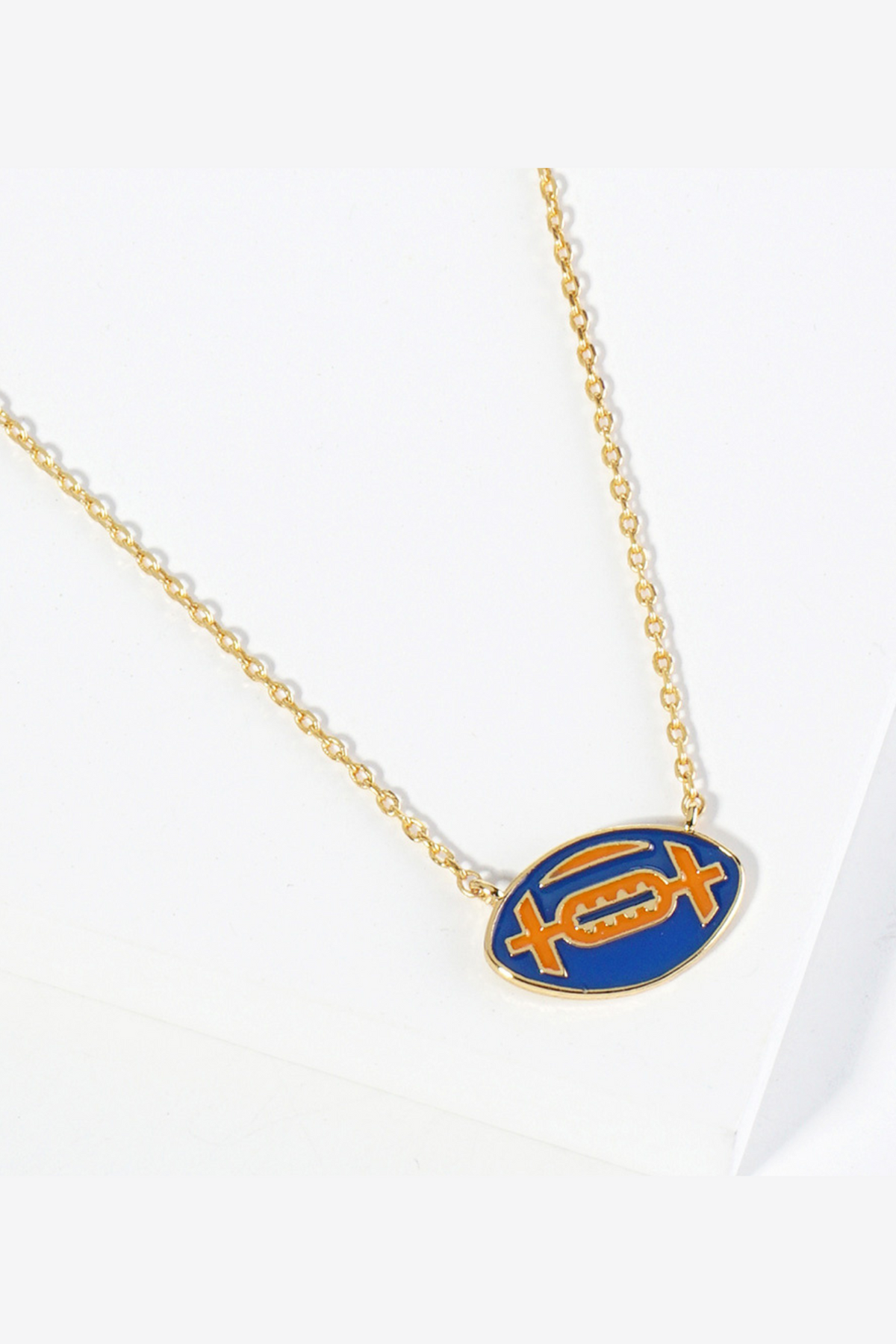 GameDay Football Pendant Necklace-Blue