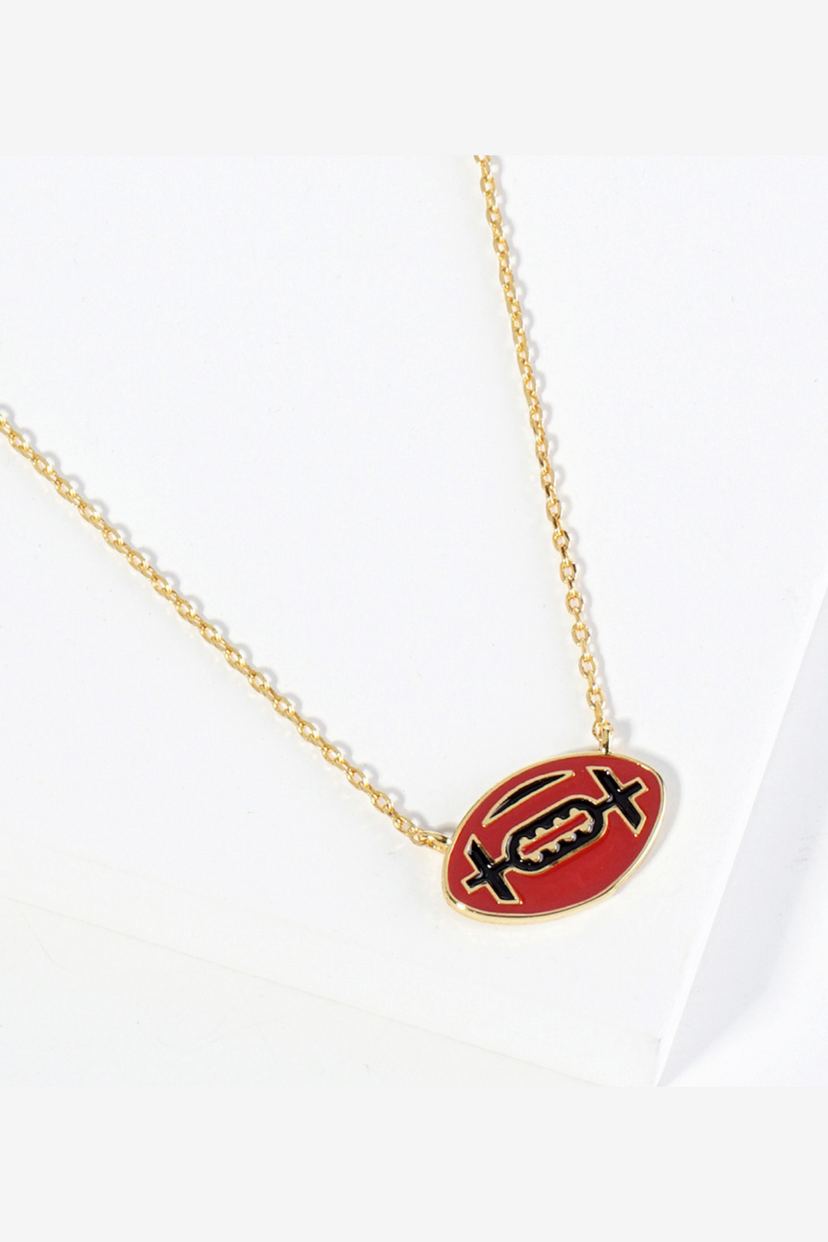 GameDay Football Pendant Necklace-Red