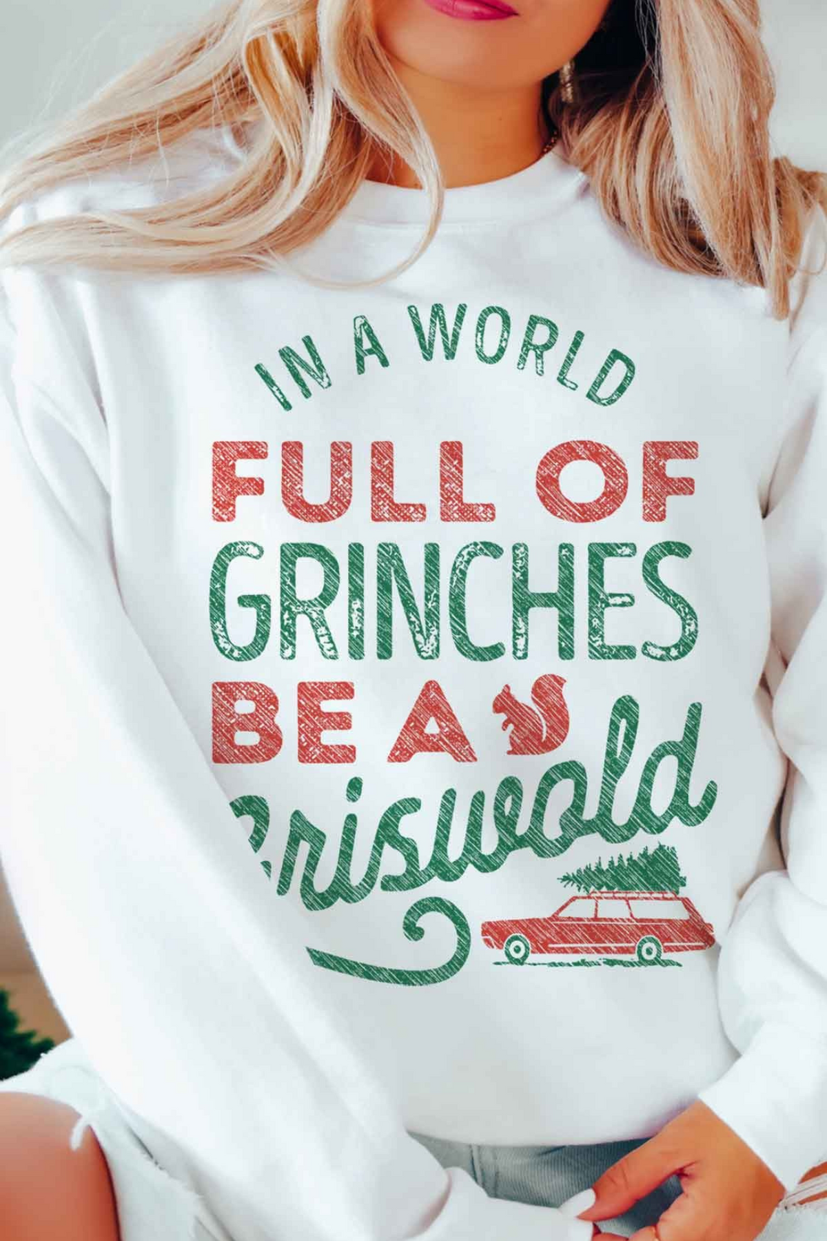 PRE-ORDER Be A Griswold Christmas Oversized Graphic Sweatshirt-White