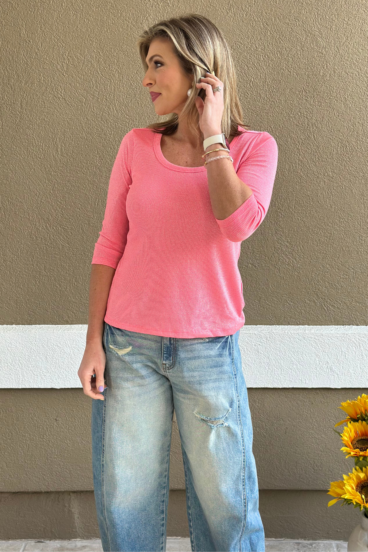 Insight Radiance Scoop Neck Top in Pink