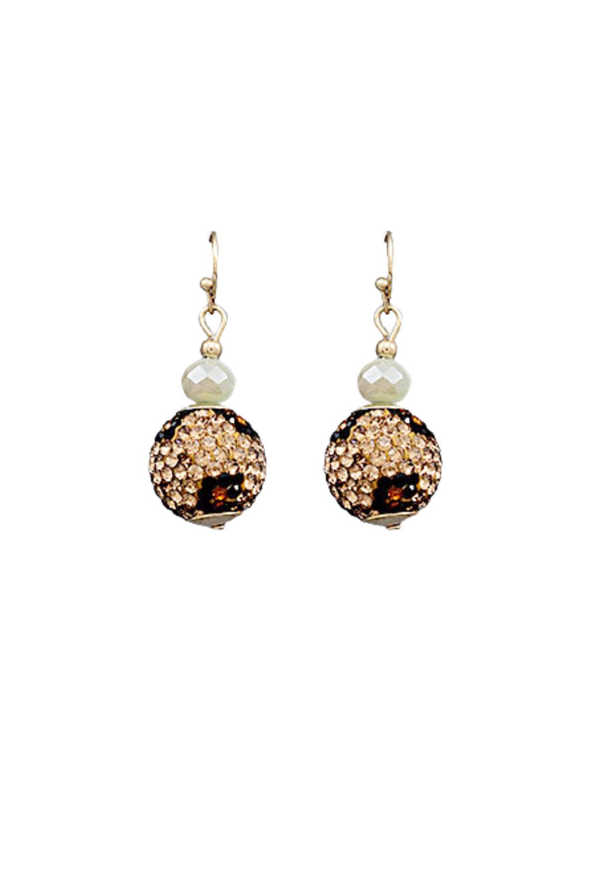 Mint Leopard Pave Ball Bead Earrings