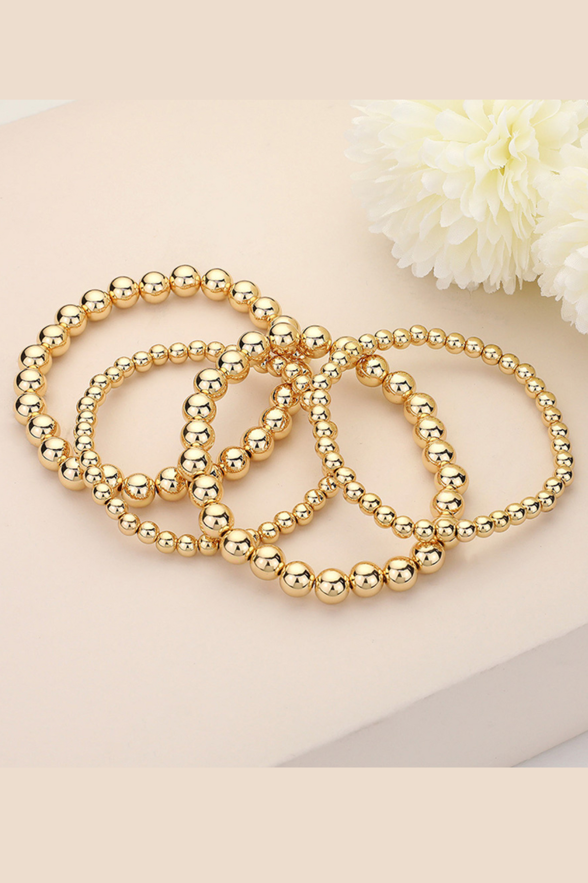 Gold Metal Ball Stretch Multi Layered Bracelets