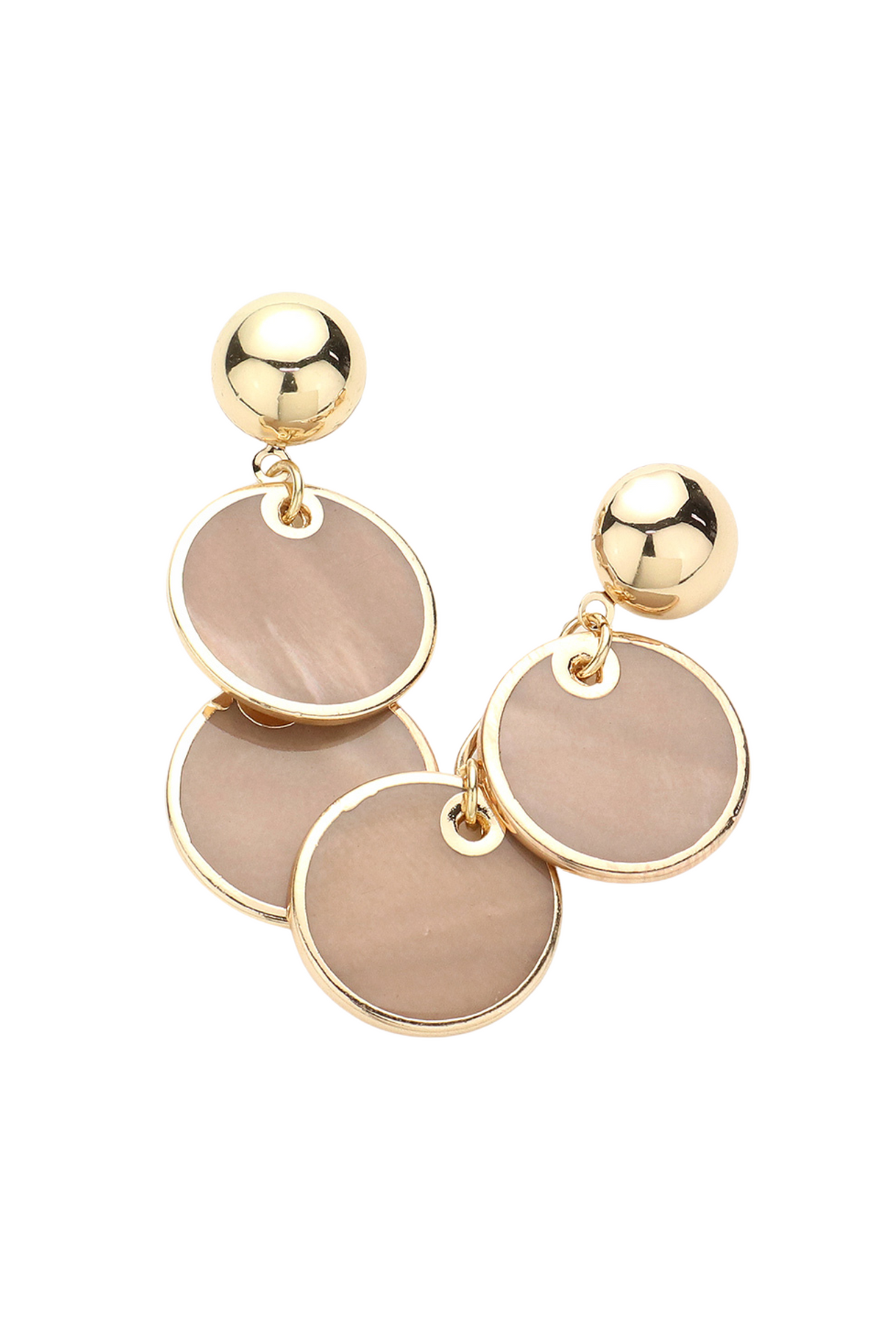 Mother Of Pearl Disc Link Dangle Earrings