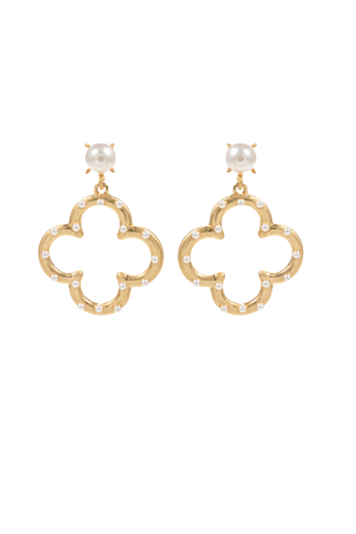 Open Clover Pear Drop Earrings