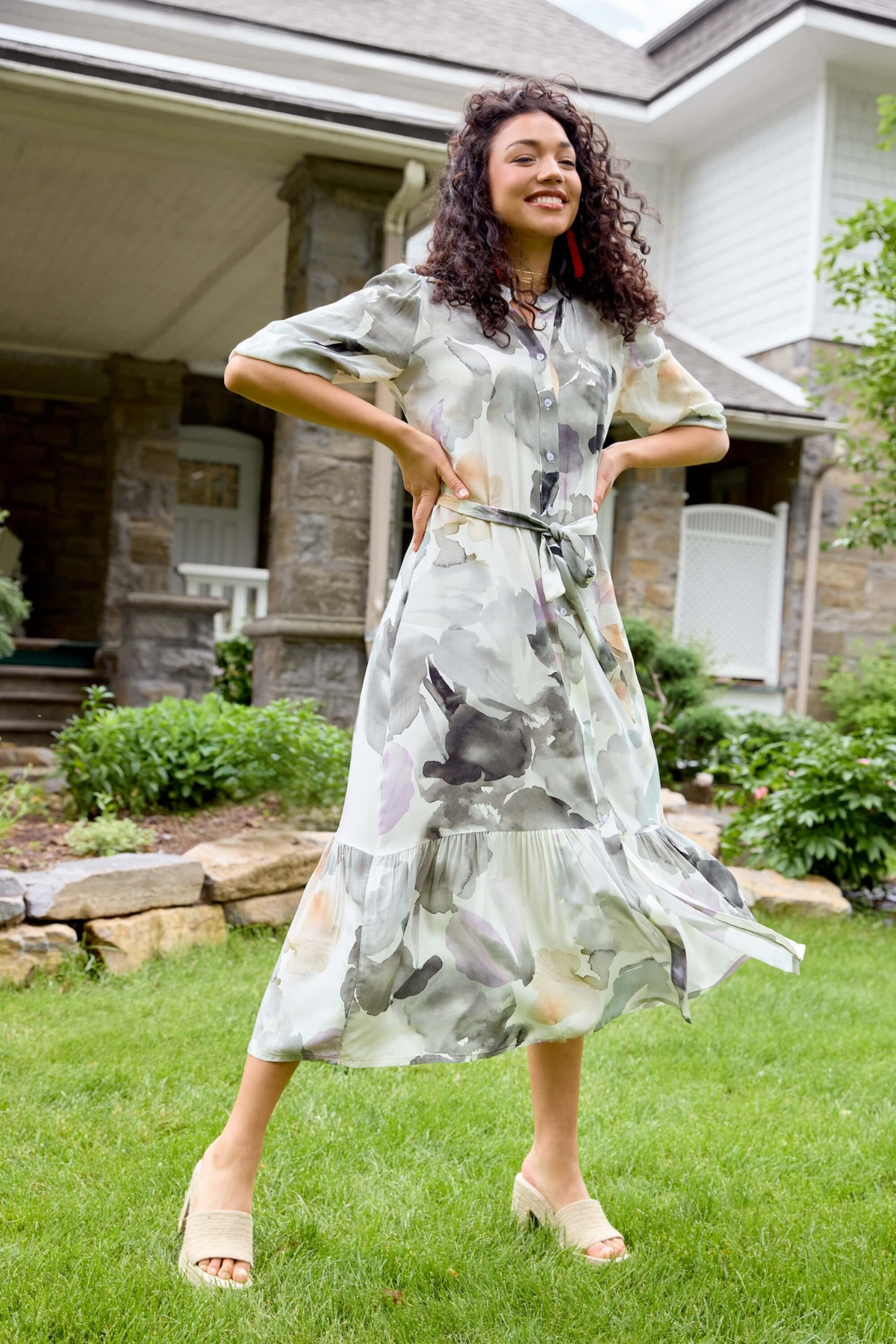 The Renuar Watercolor Midi Dress