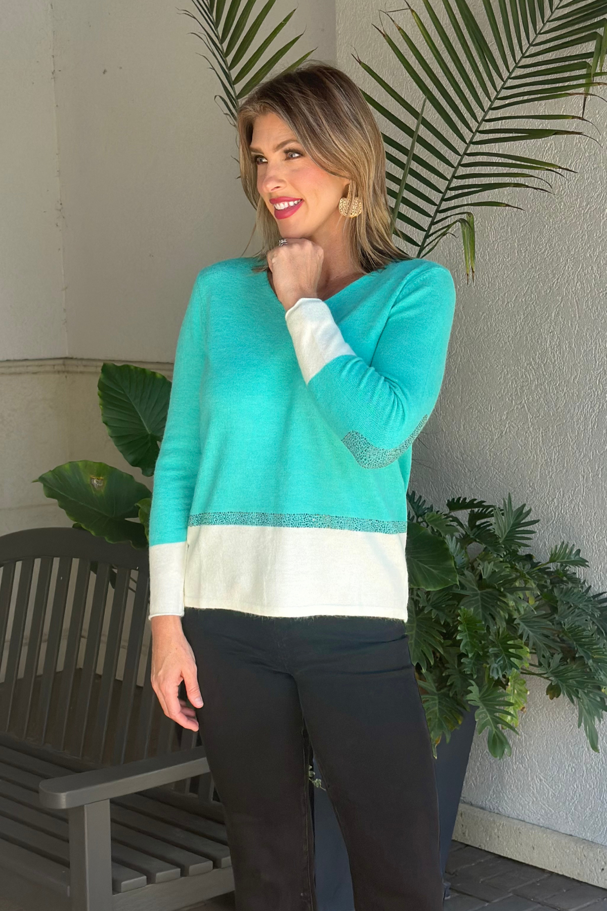 Renuar Peacock Combo Knit Sweater