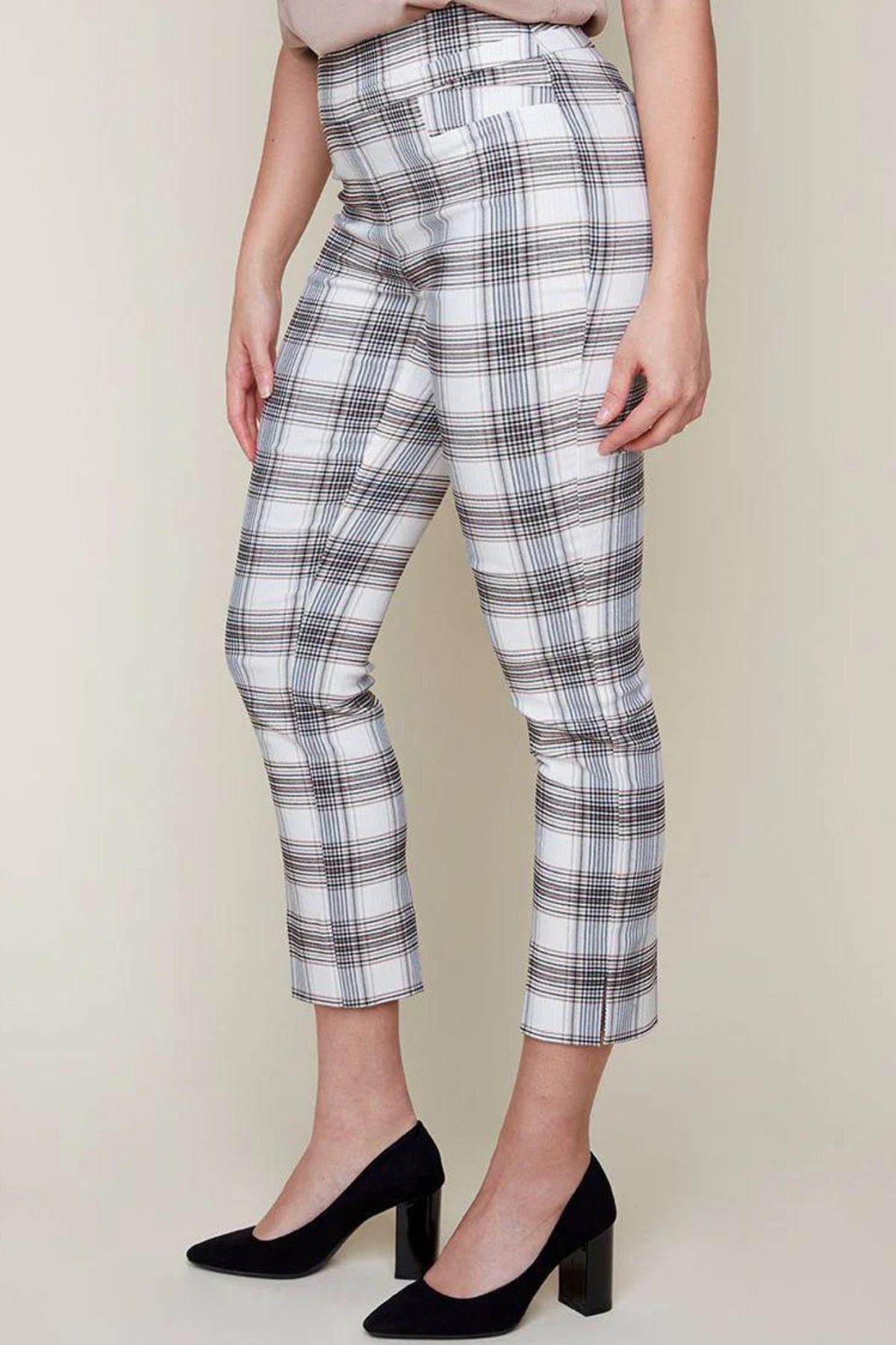 Renuar Recognition Plaid Pull-On Ankle Pants