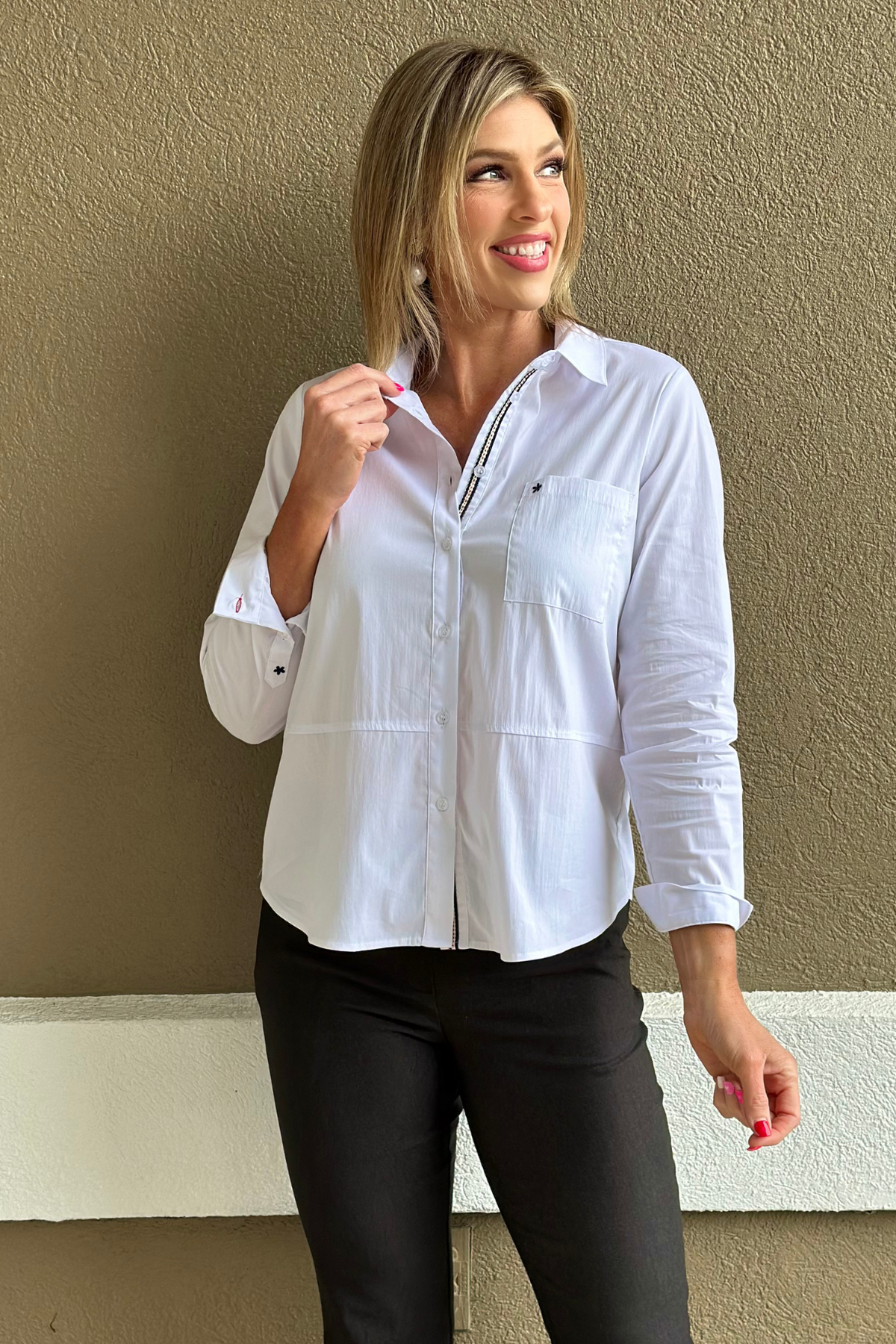 Renuar Timeless White Button Down Blouse