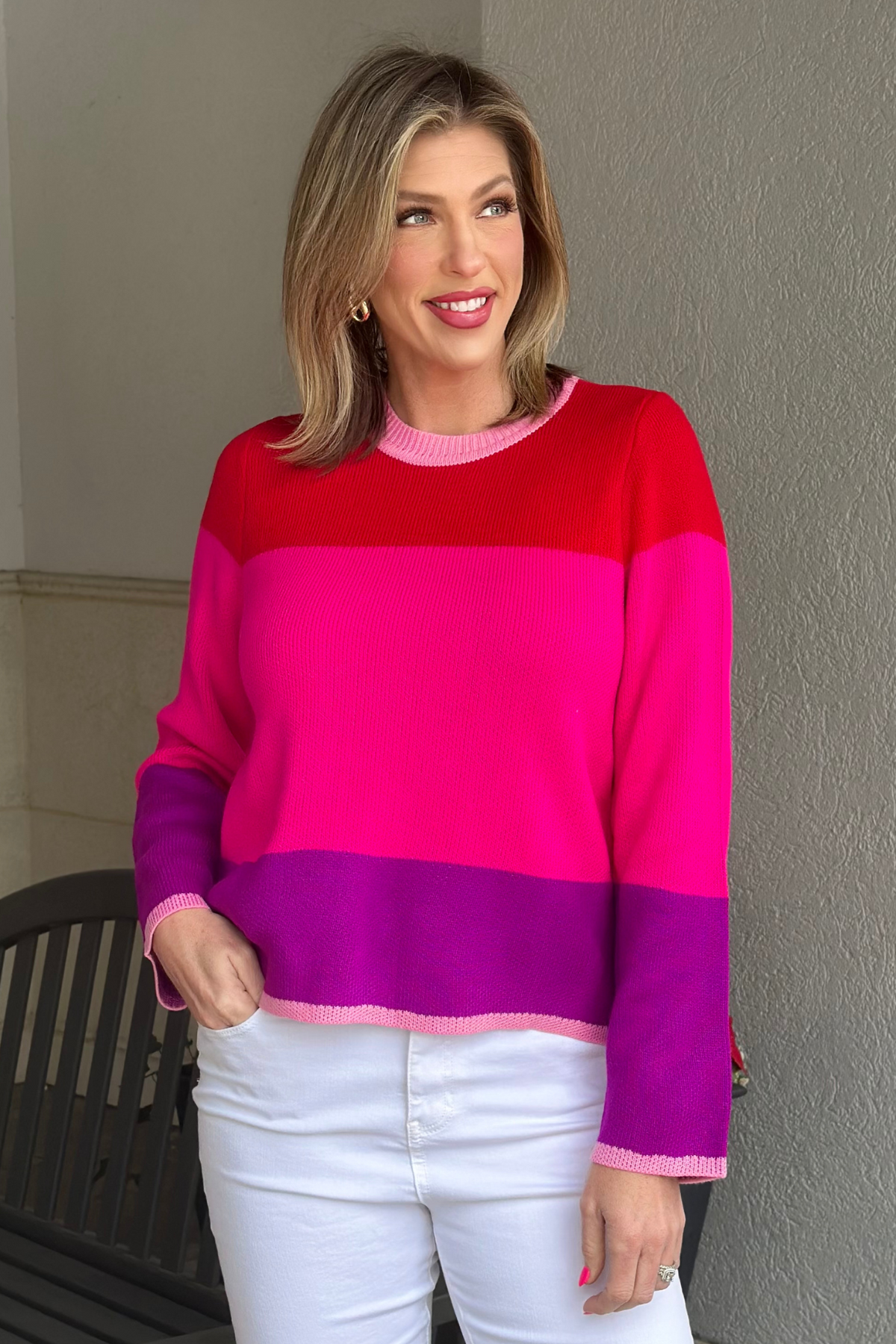 Delanie Multi Color Bell Sleeve Sweater