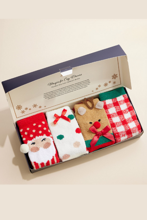 Santa Reindeer Christmas Bundle Gift Socks Set