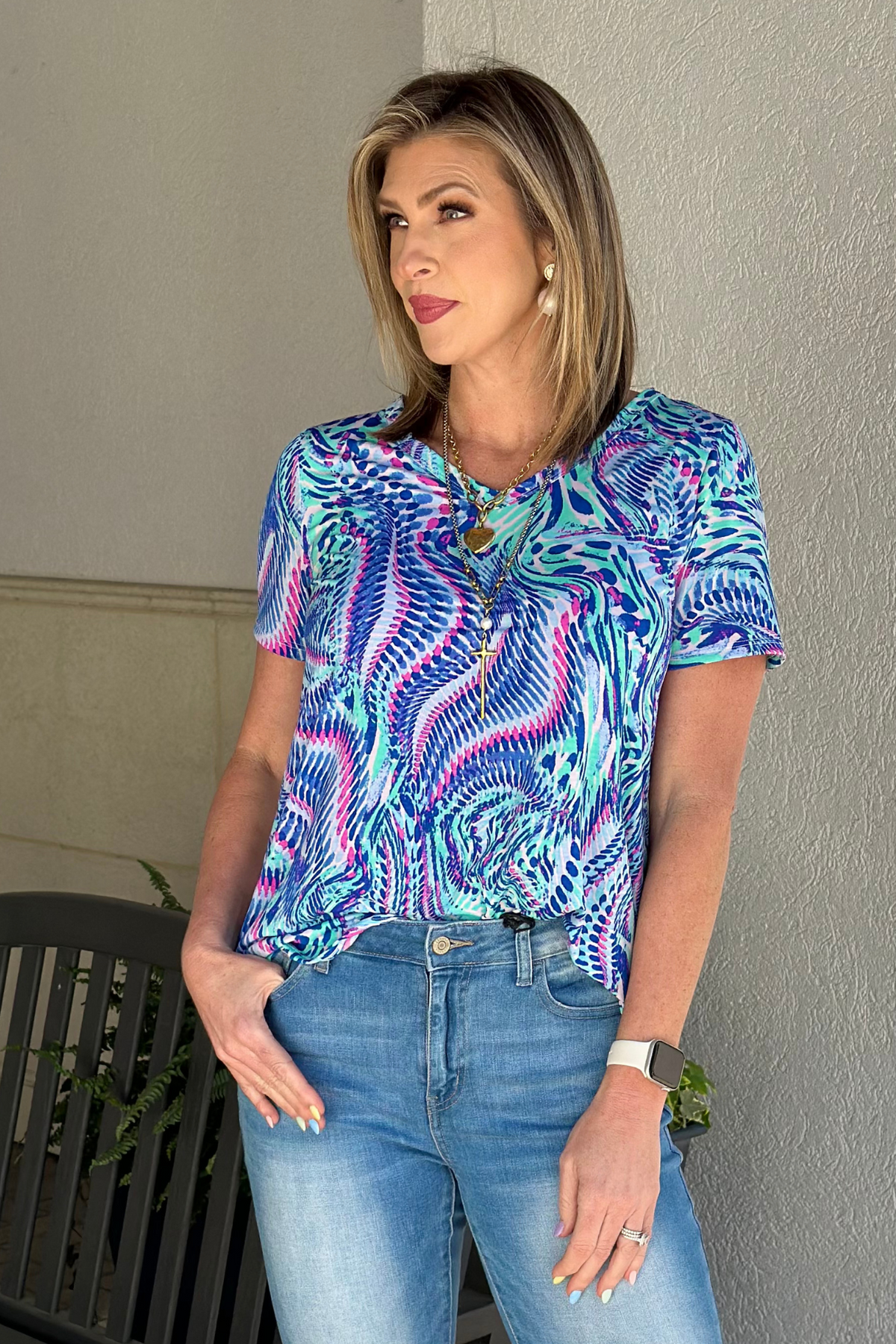 TPN Watercolor Waves Printed Top