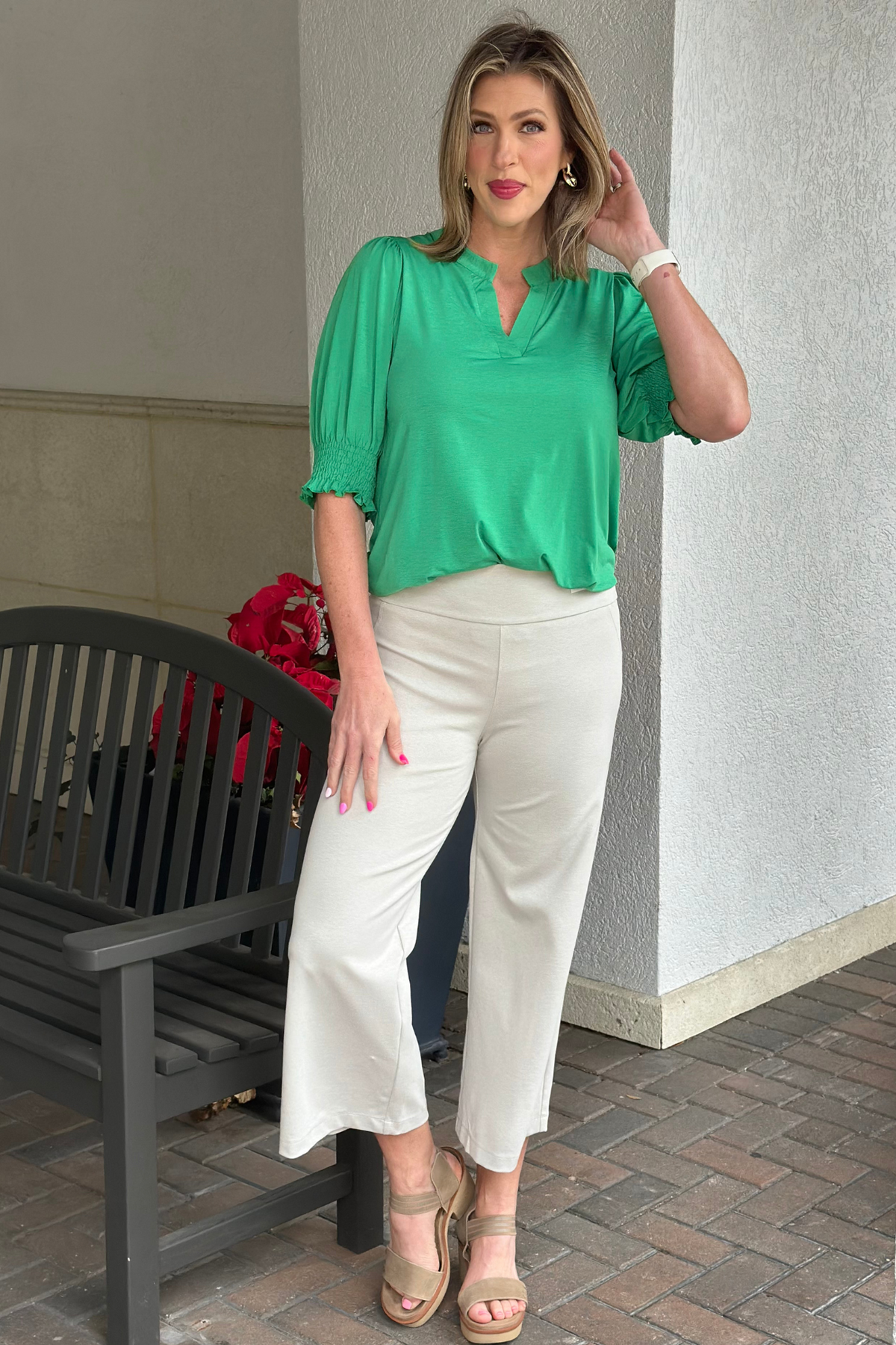 TPN Madison Wide Cropped Pants In Pearl Gray