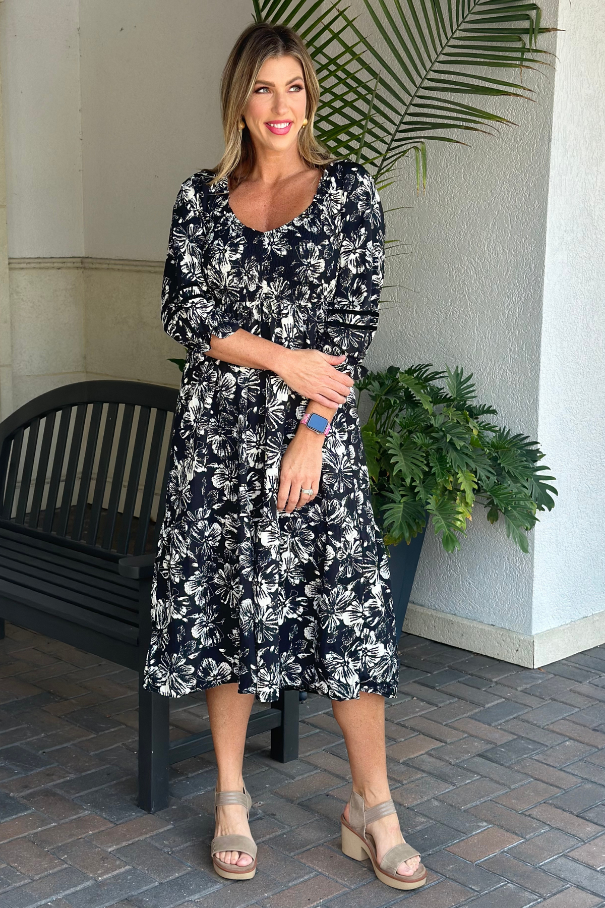 Alice Black Floral Midi Dress