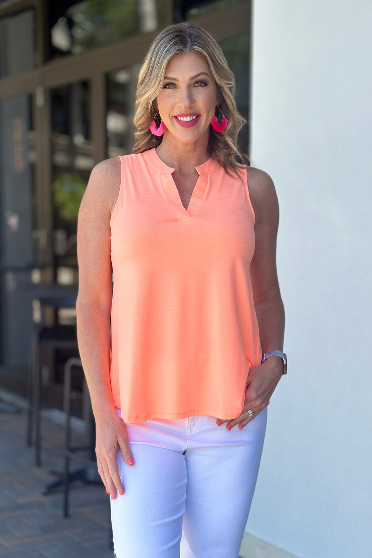 TPN: Carley Sleeveless Tank Top-Neon Orange