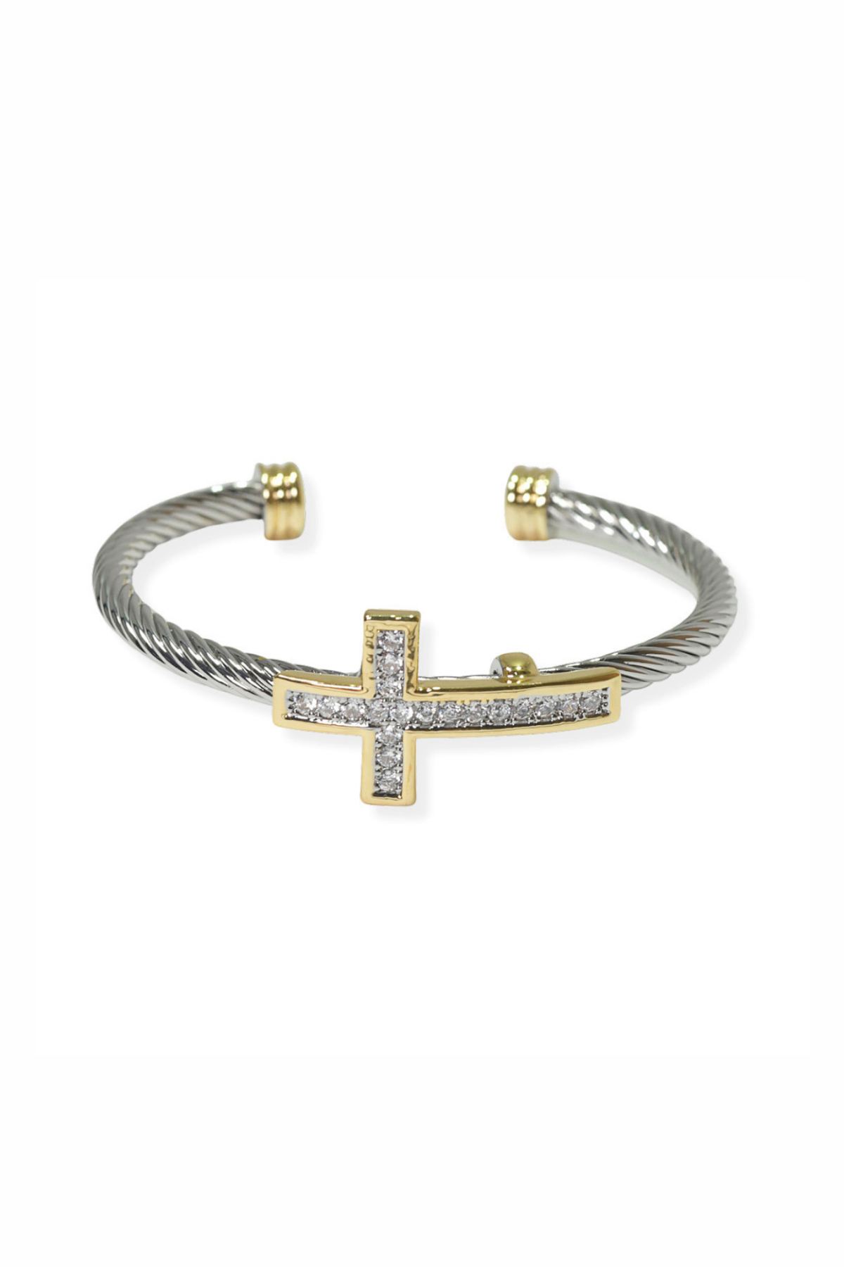 Cross Cubic Zirconia Designer Inspired Cuff Bracelet