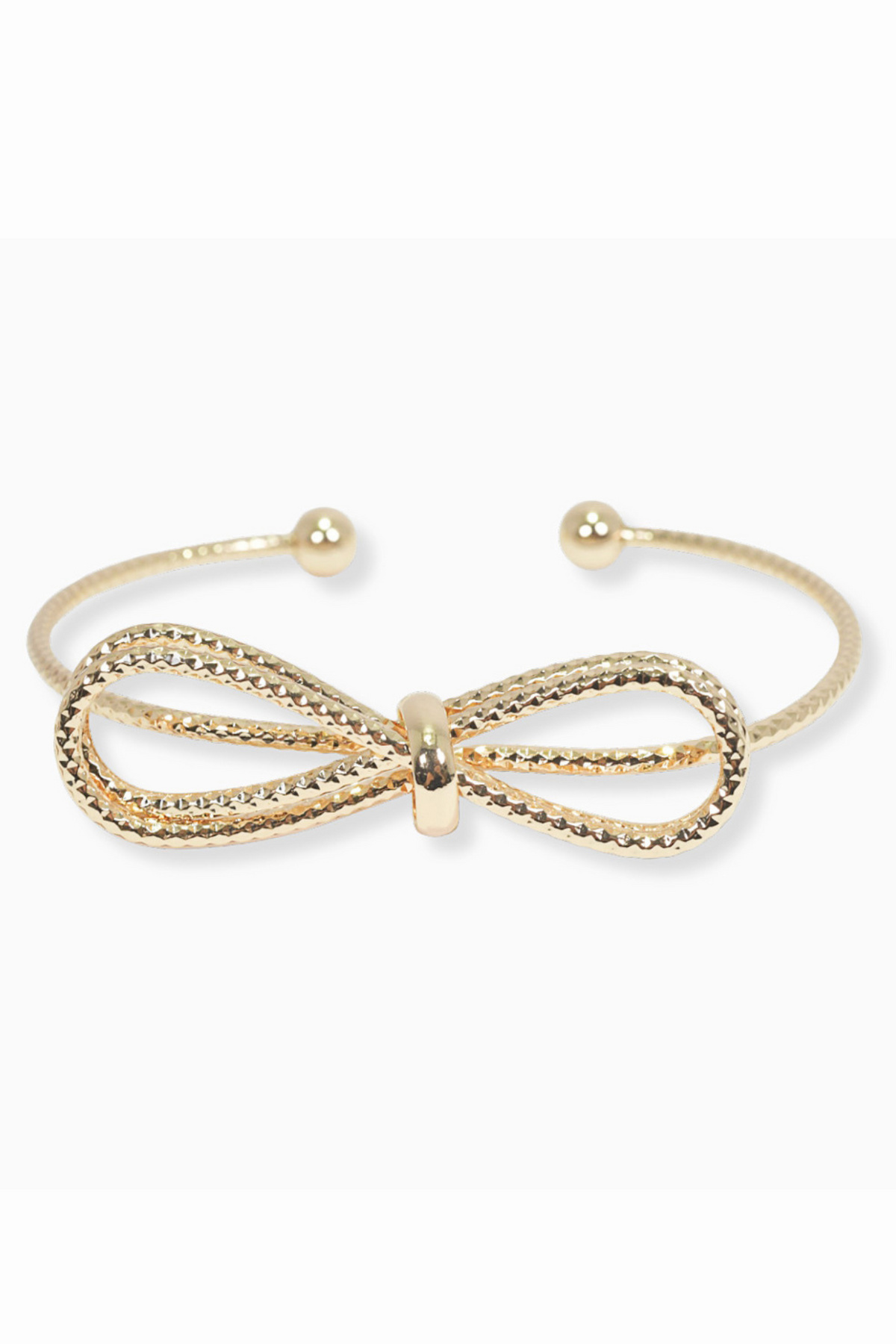 Ribbon Bow Textured Metal Cuff Bracelet