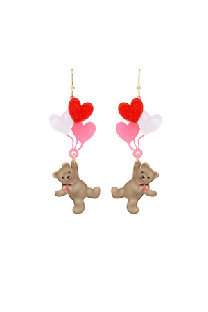 Bear And Heart Balloon Earrings