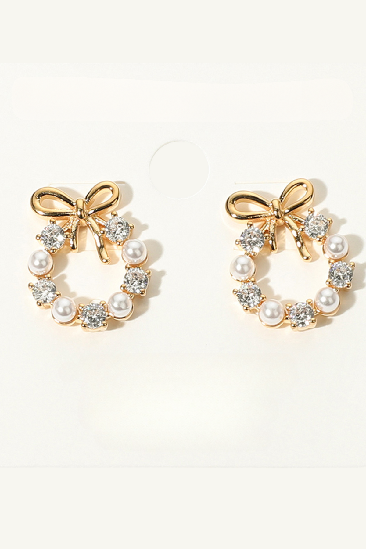 Gilded Bow Wreath Stud Earrings