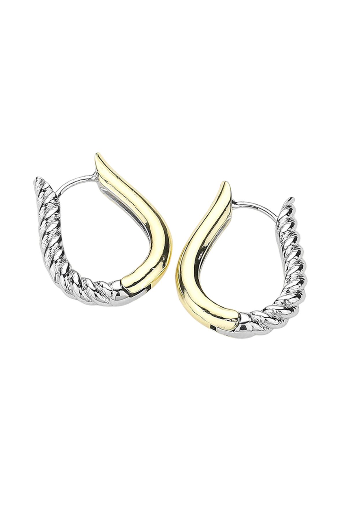 Luxe Two-Tone Teardrop Huggie Hoop Earrings