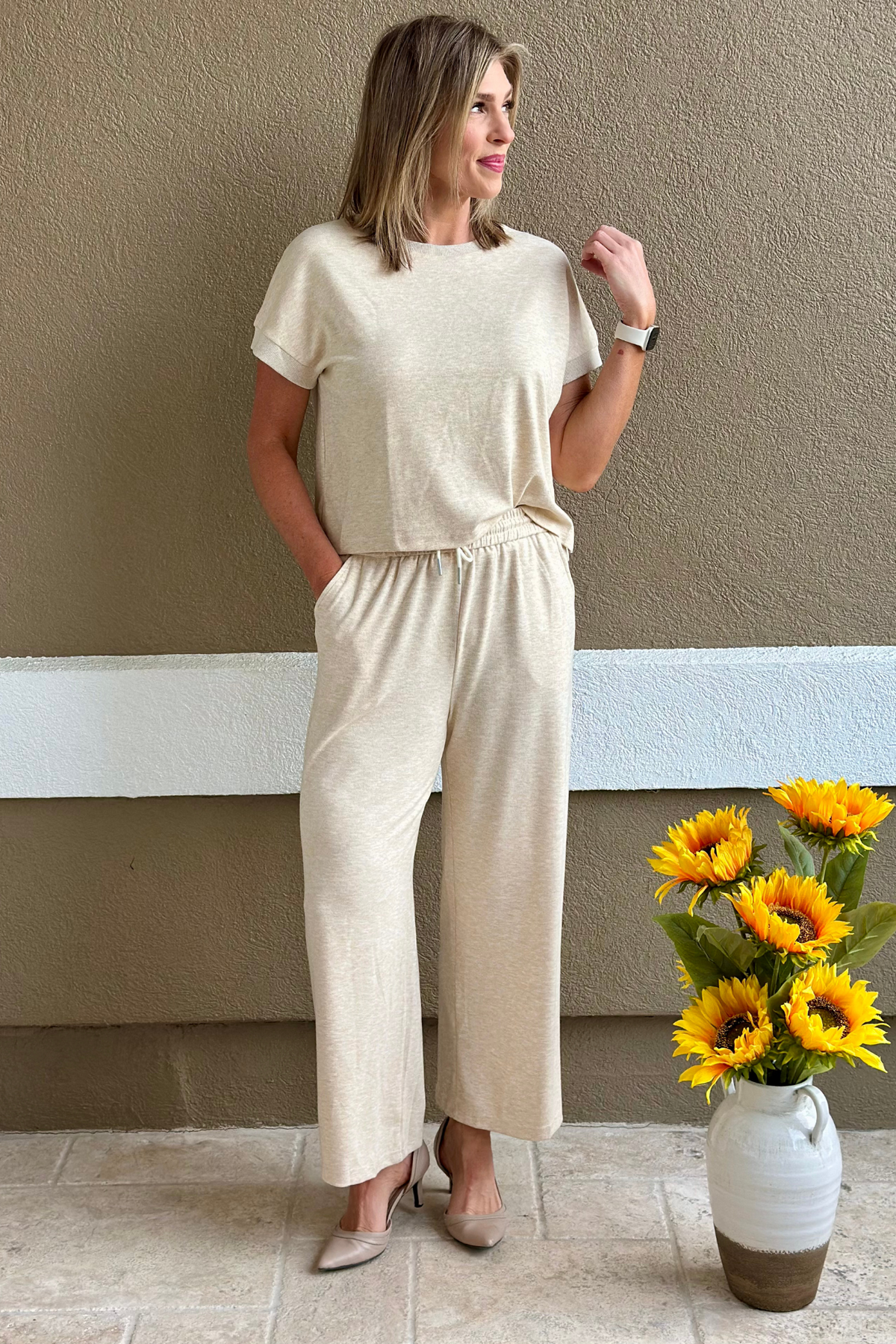 Effortless Comfort Knit Pants in Ivory