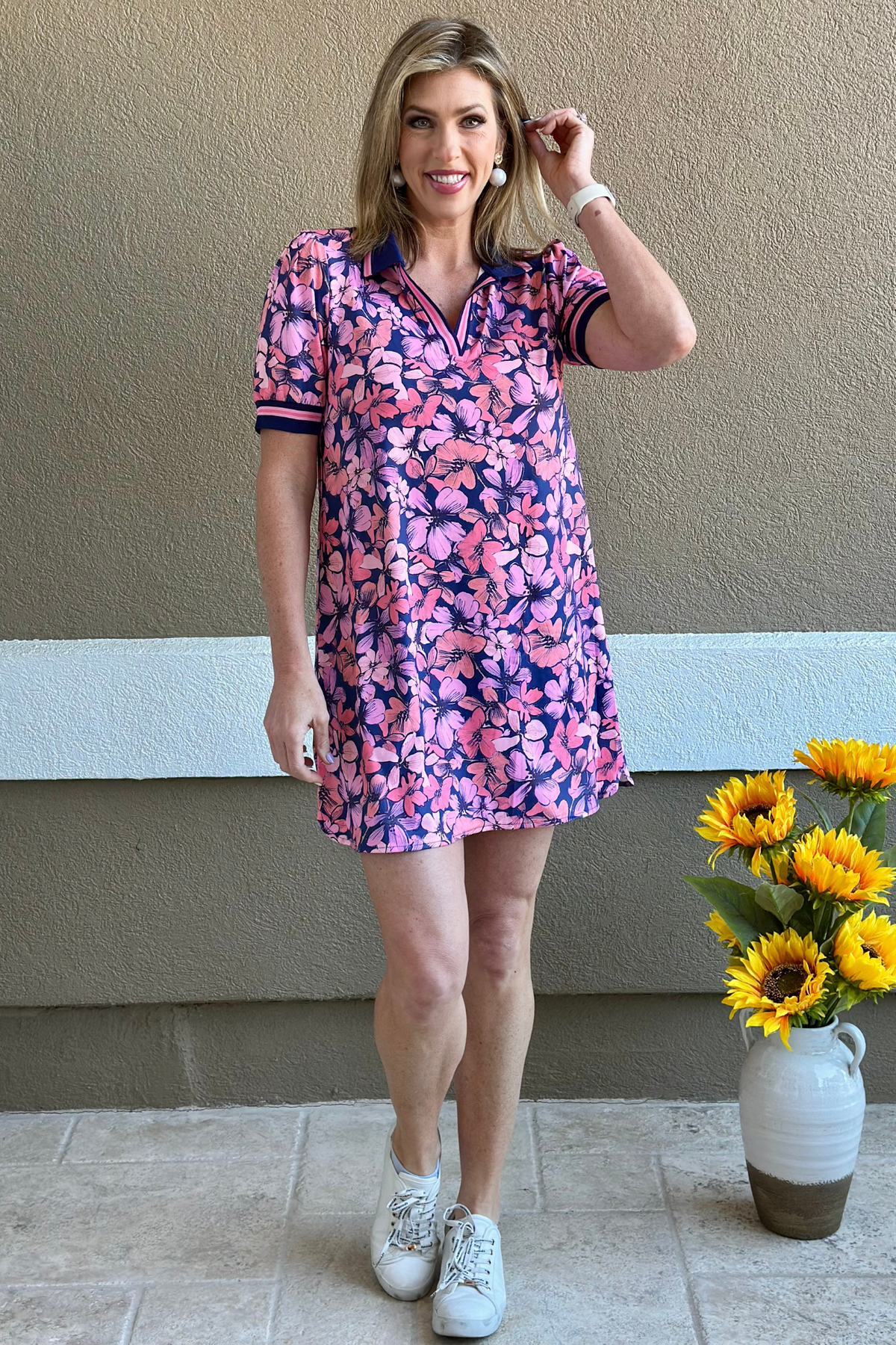 The Bloom & Go Polo Dress in Pink